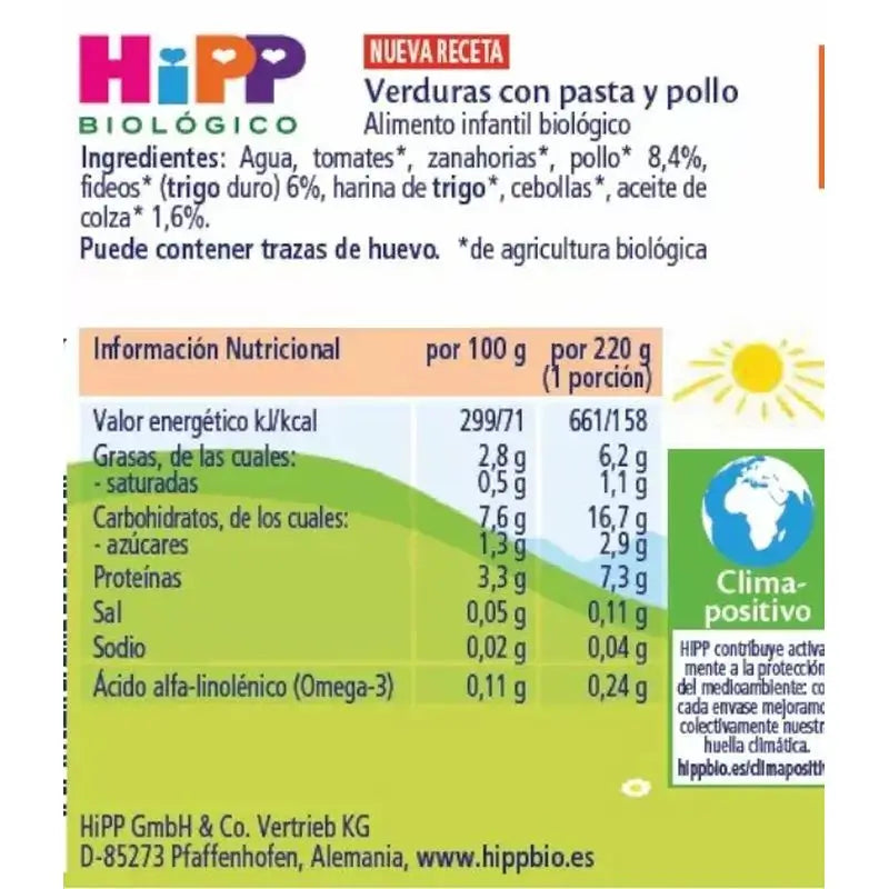 Crostata di verdure Hipp Bio con pasta e pollo, 220 G