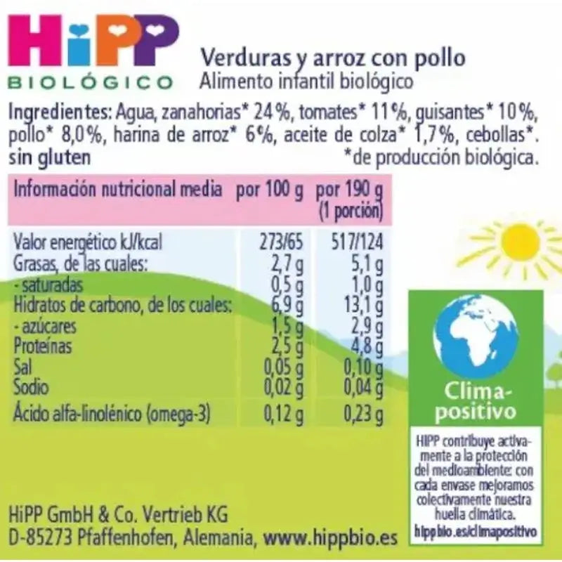 Hipp Bio Crostata di verdure e riso con pollo, 190 G