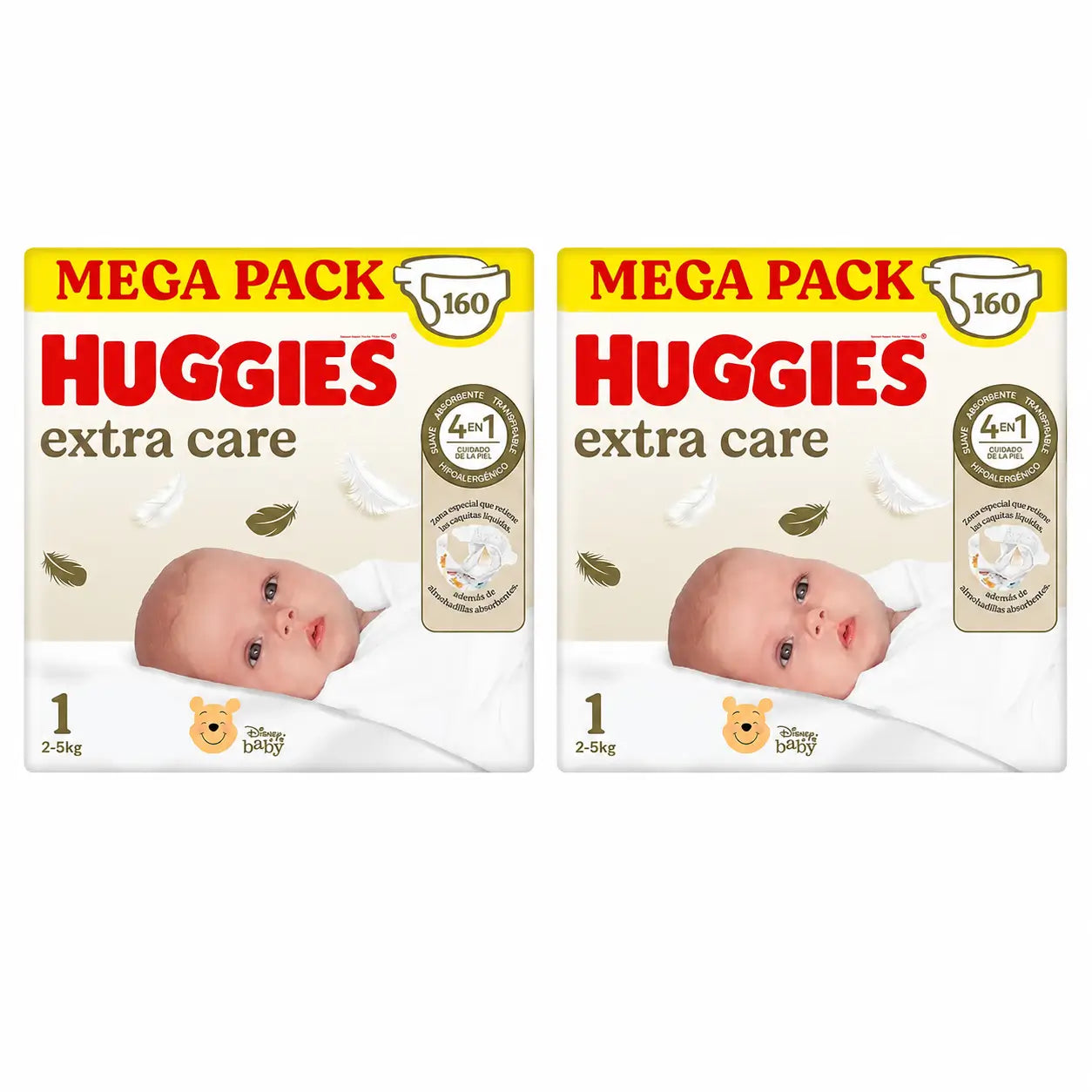 Pannolini Huggies Extra Care taglia 1 (2-5 Kg) Disney , 160 pezzi, confezione da 2