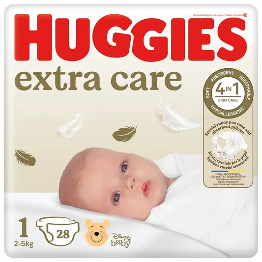 Pannolini Huggies Extra Care taglia 1 (3-5 Kg) Disney, 28 pezzi