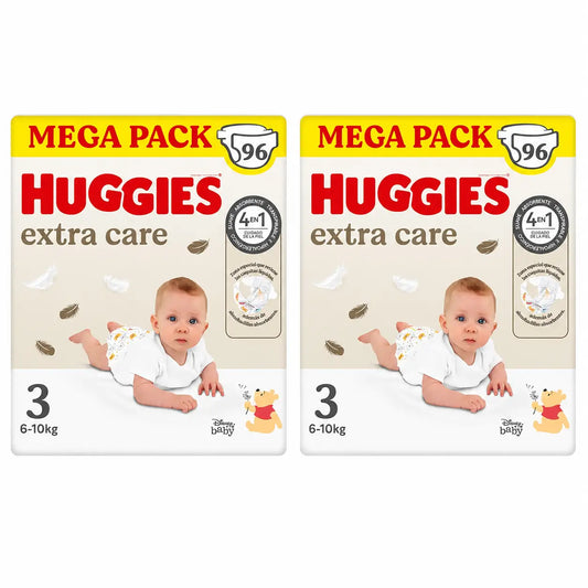 Huggies Extra Care Taglia 3 (6-10 Kg) Pannolini Disney per bambini , 96 pezzi, confezione da 2