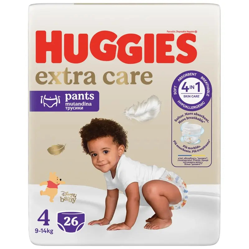 Pannolini Huggies Extra Care taglia 4 (9-14 Kg) Disney, 26 pezzi.