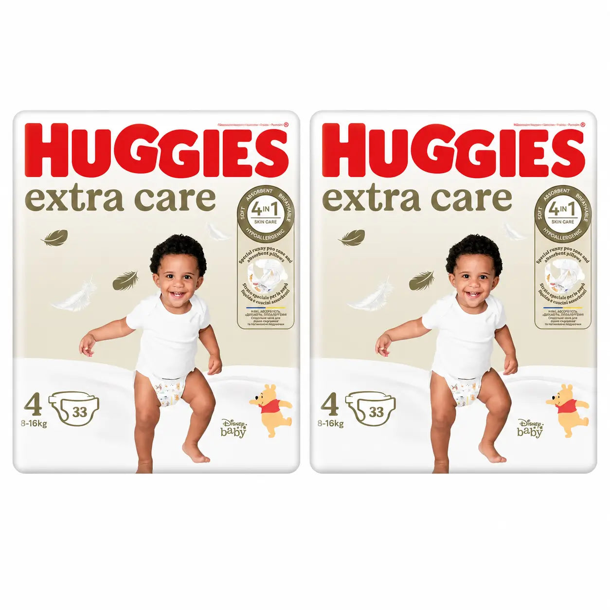 Pannolini Huggies Extra Care taglia 4 (8-16 Kg) Disney, 33 pezzi, confezione da 2