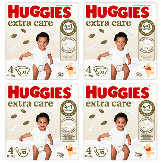 Pannolini Huggies Extra Care taglia 4 (8-16 Kg) Disney, 33 pezzi, confezione da 4