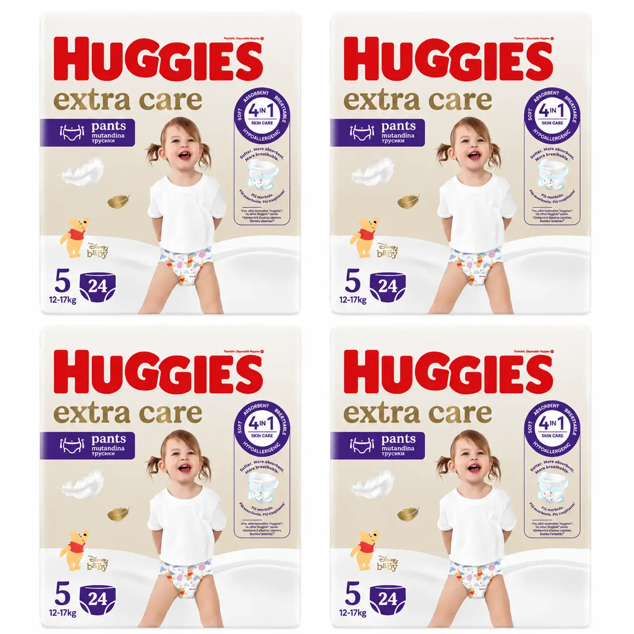 Huggies Extra Care Taglia 5 (12-17 Kg) Slip Pannolino Disney, 24 pezzi, confezione da 4