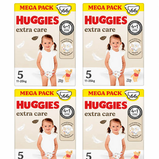 Huggies Extra Care Taglia 5 (11-25 Kg) Pannolini Disney per bambini , 66 pezzi, confezione da 4