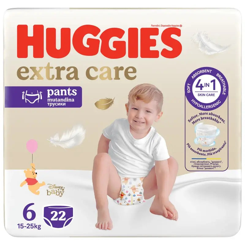Pannolini Huggies Extra Care taglia 6 (15-25 Kg) Disney, 22 pezzi.
