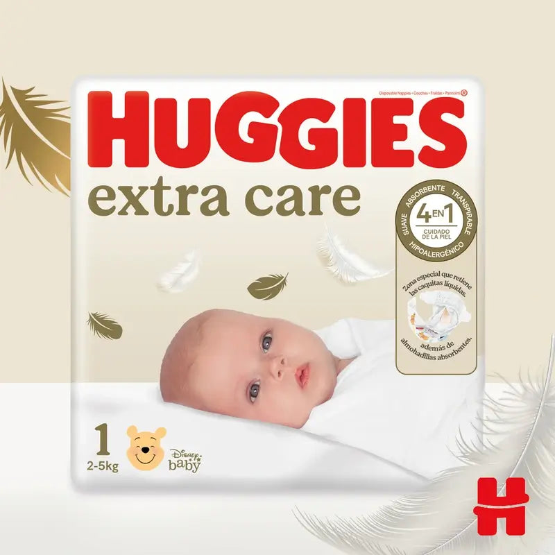 Pannolino Huggies Extra Care taglia 1 (3-5 Kg) Disney, 160 pezzi.