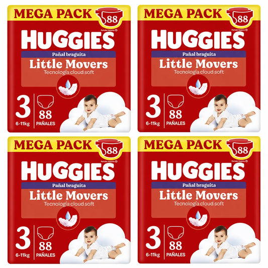 Huggies Little Movers Taglia 3 (6-11 Kg) Slip Pannolino Disney, 88 pezzi, confezione da 4
