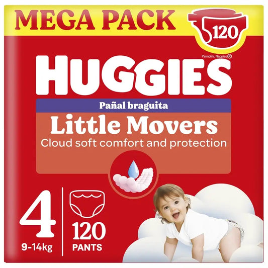 Pannolini Huggies Little Movers taglia 4 (9-14 kg) Disney, 120 pezzi