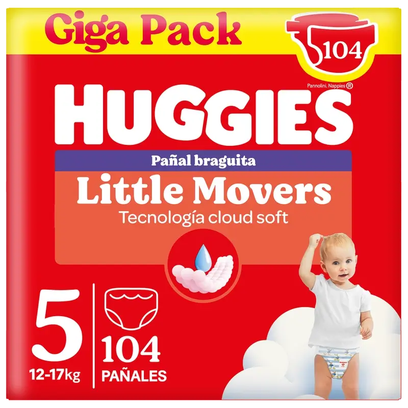 Pannolini Huggies Little Movers taglia 5 (12-17 kg) Disney, 104 pezzi