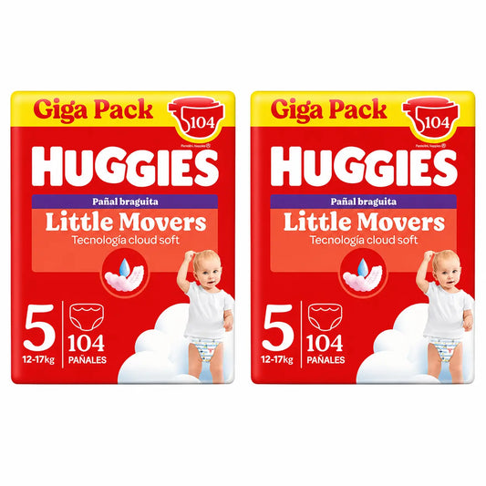 Huggies Little Movers Taglia 5 (12-17 Kg) Slip Pannolino Disney , 104 pezzi, confezione da 2