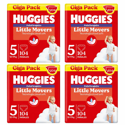Huggies Little Movers Taglia 5 (12-17 Kg) Slip Pannolino Disney , 104 pezzi, confezione da 4