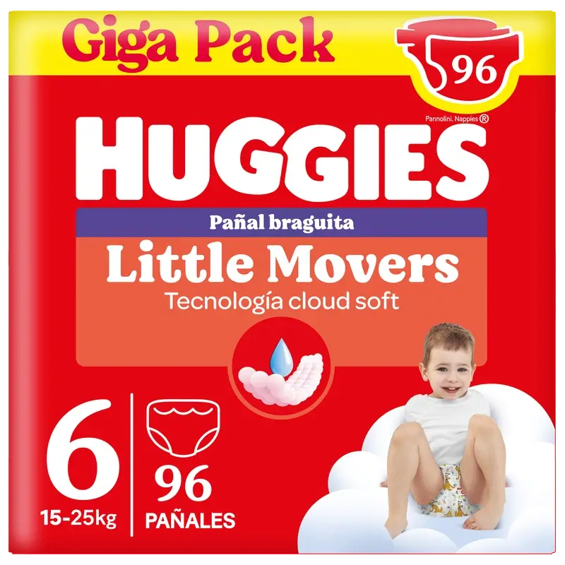 Pannolini Huggies Little Movers taglia 6 (15-25 Kg) Disney , 96 pezzi
