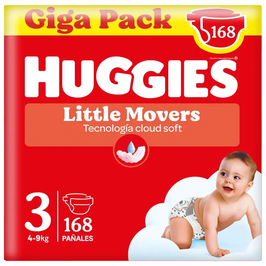 Pannolini Huggies Little Movers taglia 3 (4-9 Kg) Disney , 168 unità