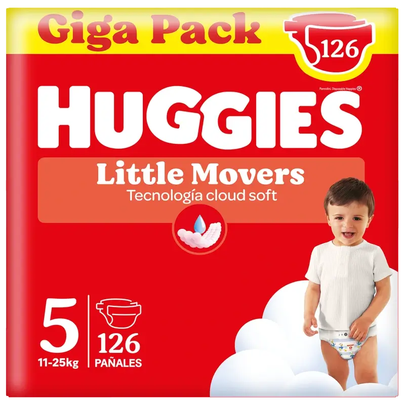 Pannolini per bambini Huggies Little Movers taglia 5 (11-25 kg) Disney, 126 unità