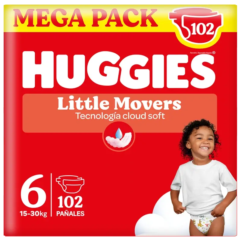 Pannolini Huggies Little Movers taglia 6 (15-30 Kg) Disney , 102 unità
