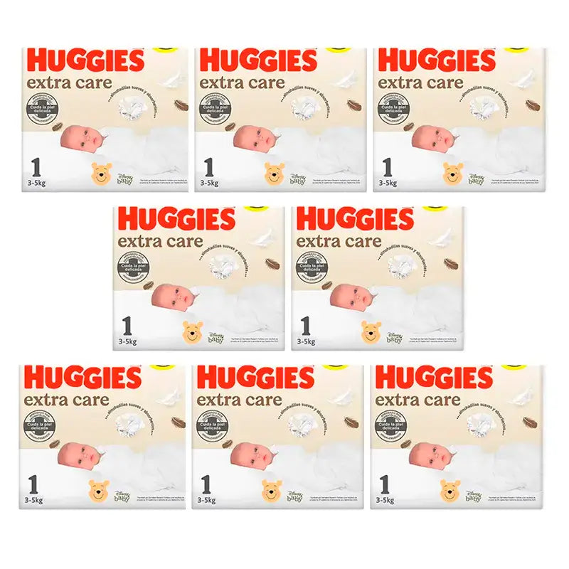 Pannolini Huggies Extra Care taglia 1, confezione 8 x 28 pezzi