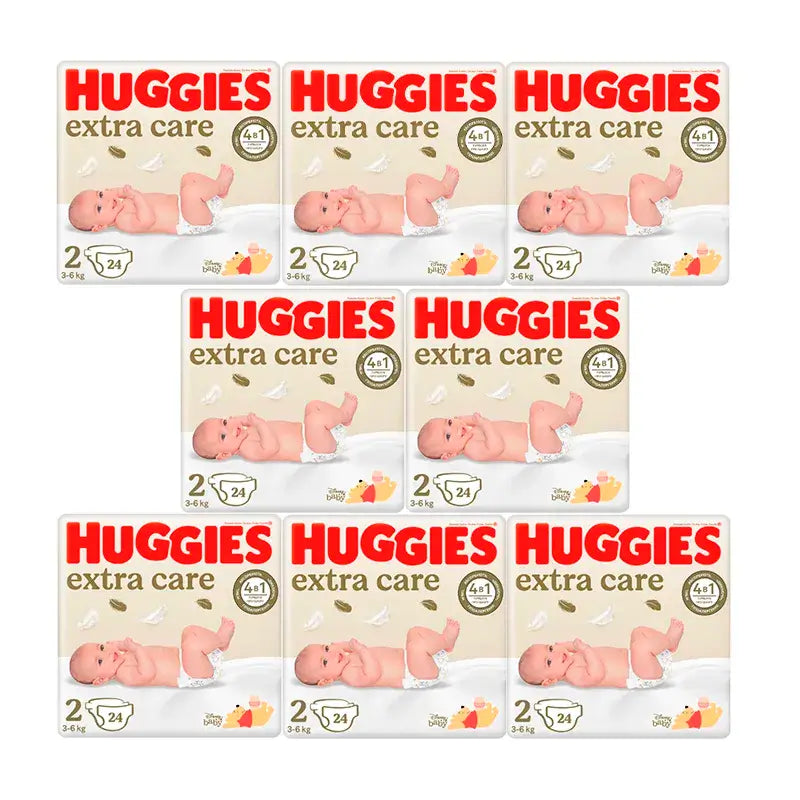 Pannolini Huggies Extra Care taglia 2, confezione 8 x 24 pezzi