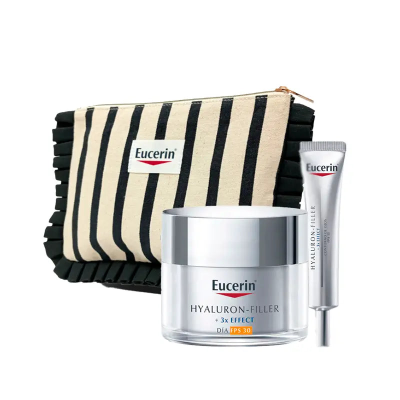 Eucerin Confezione Hyaluron-Filler Giorno Spf 30 50 Ml + Contorno Occhi 15 Ml + Borsa da bagno per la Festa della Mamma