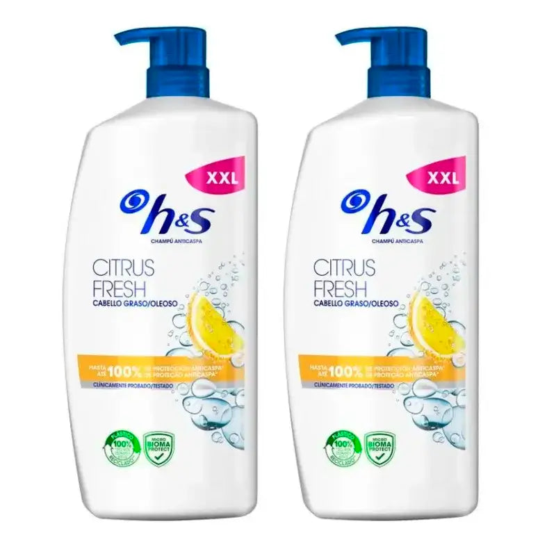 H&S Shampoo fresco agli agrumi, confezione 2 x 1000 ml