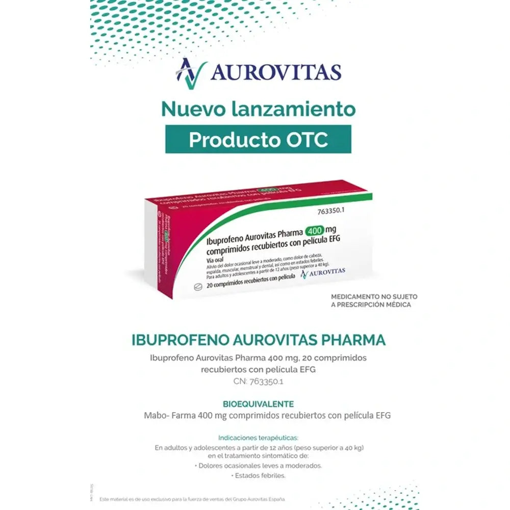 Ibuprofene Aurovitas Pharma 400 Mg, 20 compresse rivestite con film efg