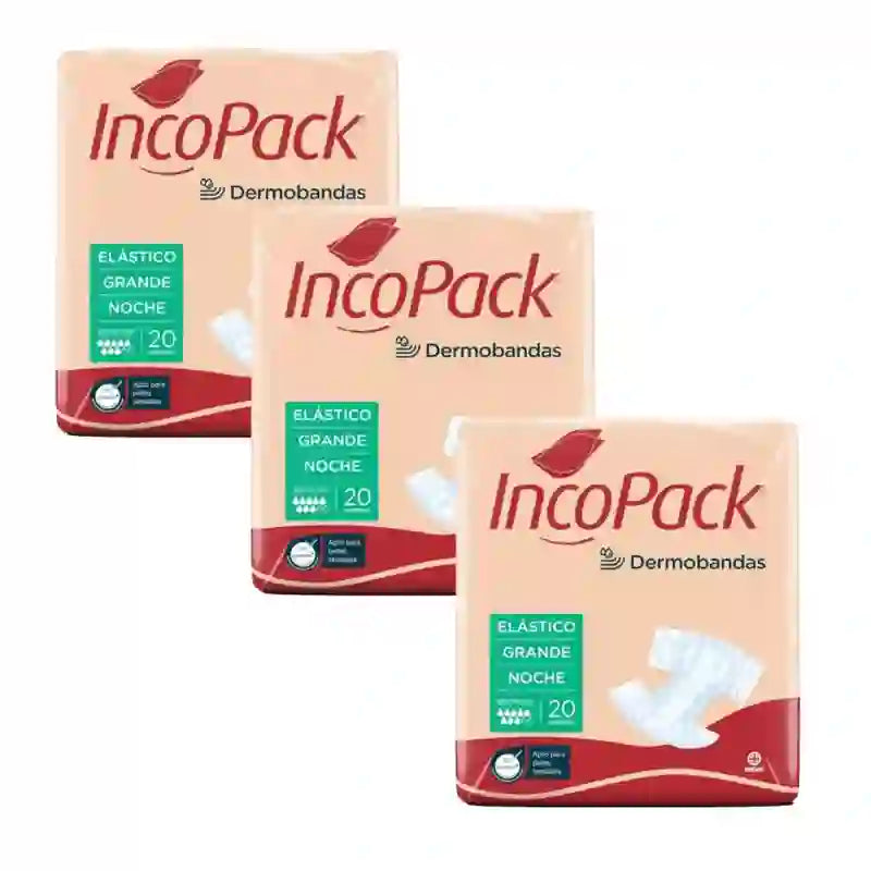 Incopack Cuscino notturno elastico assorbente di grandi dimensioni, confezione da 3, 240 pezzi.