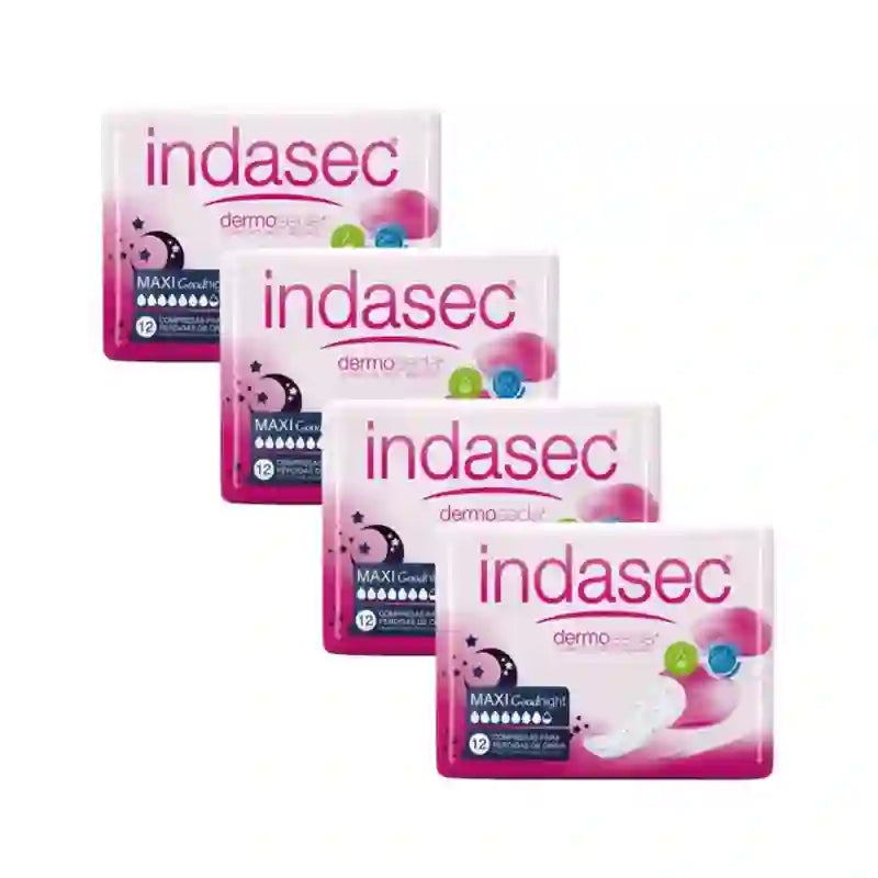 Indasec Dermoseda Maxi Good Night Incontinence Pad, 4X12 unità