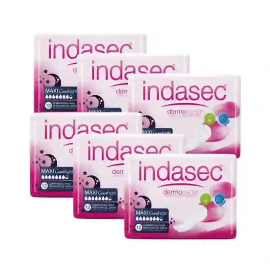 Indasec Dermoseda Maxi Good Night Incontinence Pad, 6X12 unità