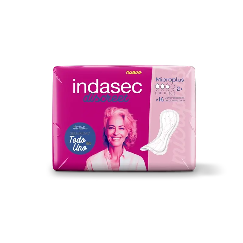 Indasec Discreet Incontinence Pad Micro Plus , 16 unità