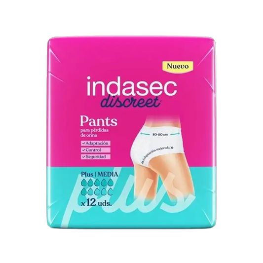 Indasec Discreet Pant Panty Incontinenza Plus Taglia Media , 12 pezzi