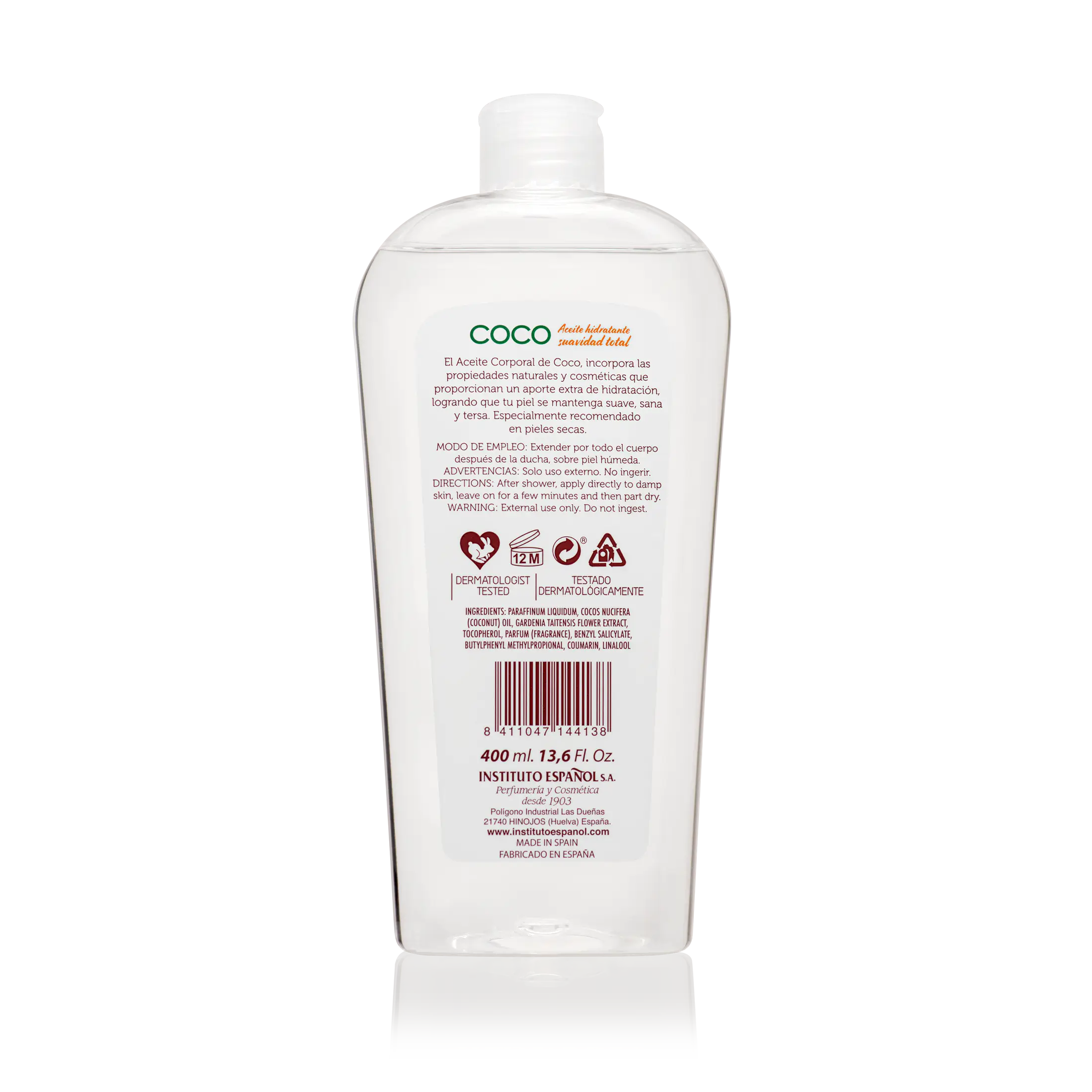 Instituto Español Olio di cocco per il corpo - 400 Ml.