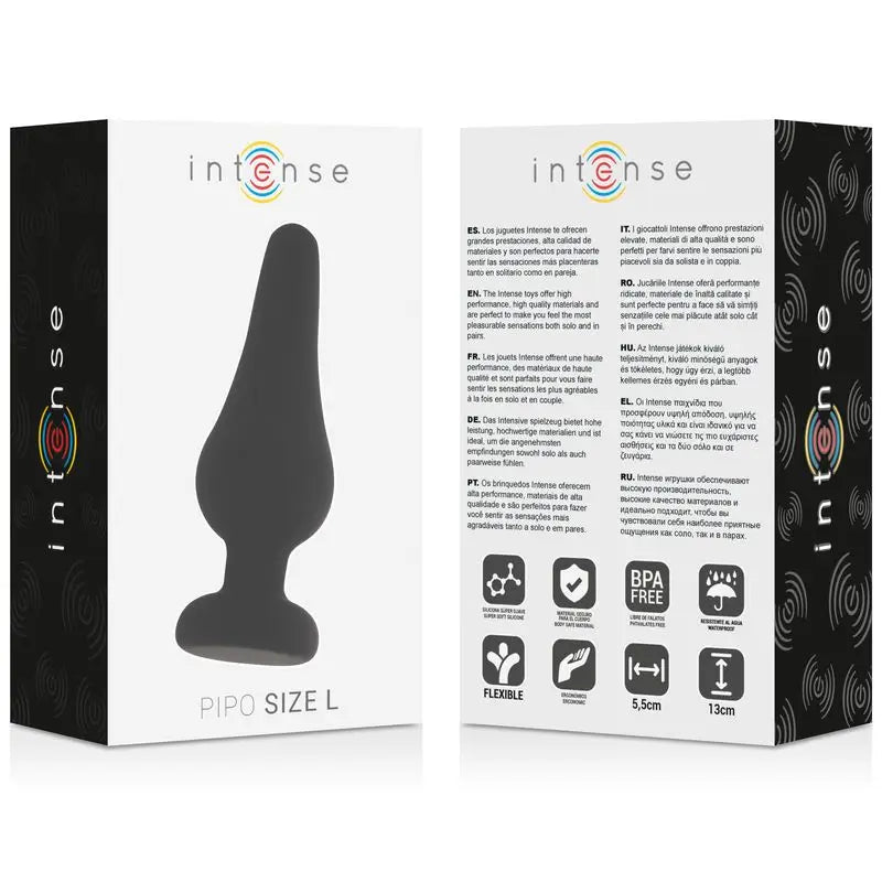 Giocattoli anali intensi Plug anale Pipo L Silicone Nero 13 Cm