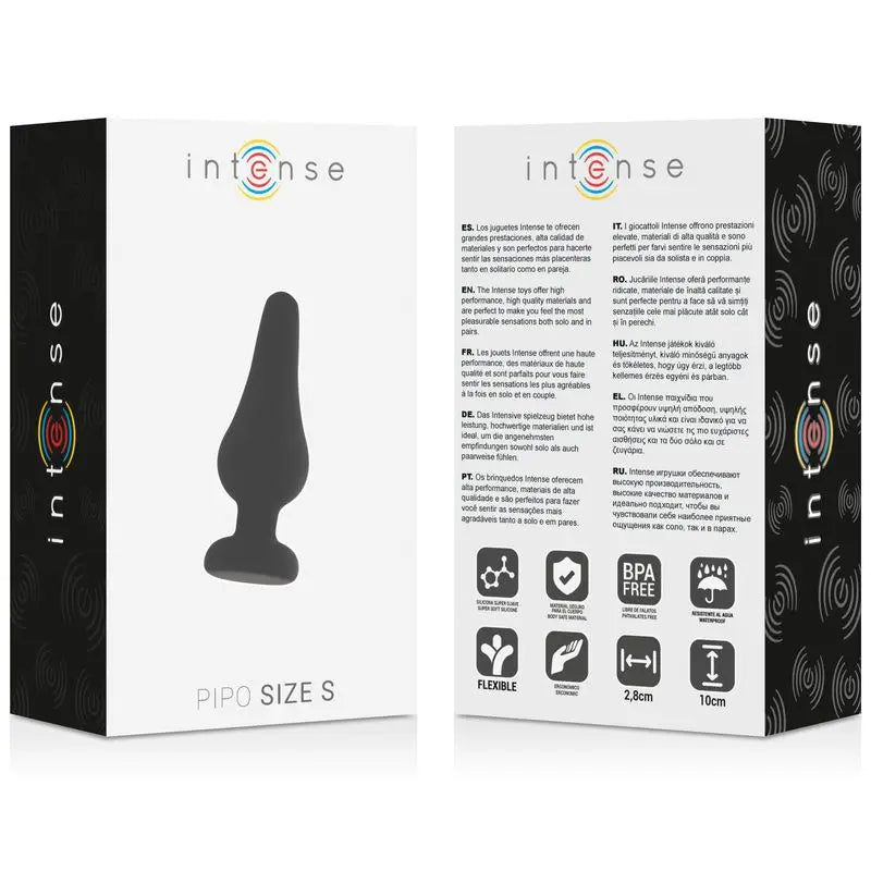 Giocattoli anali intensi Plug anale Pipo S in silicone nero 9,8 cm