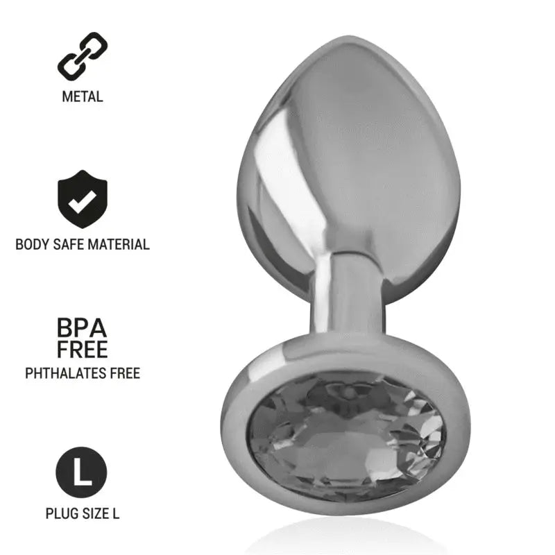 Plug anale intenso in metallo e alluminio con cristallo nero Taglia L