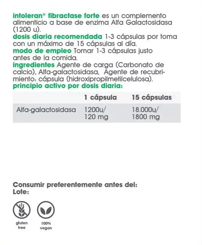 Intoleran Integratore alimentare Fibractase Forte , 36 capsule