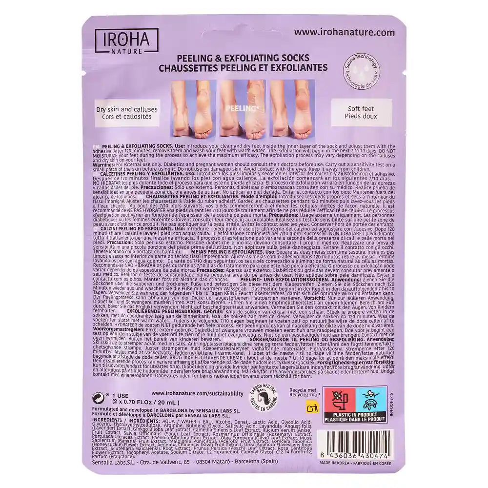 Iroha Nature Corporal Socks Maschera e scrub peeling ed esfoliante, 20 Ml