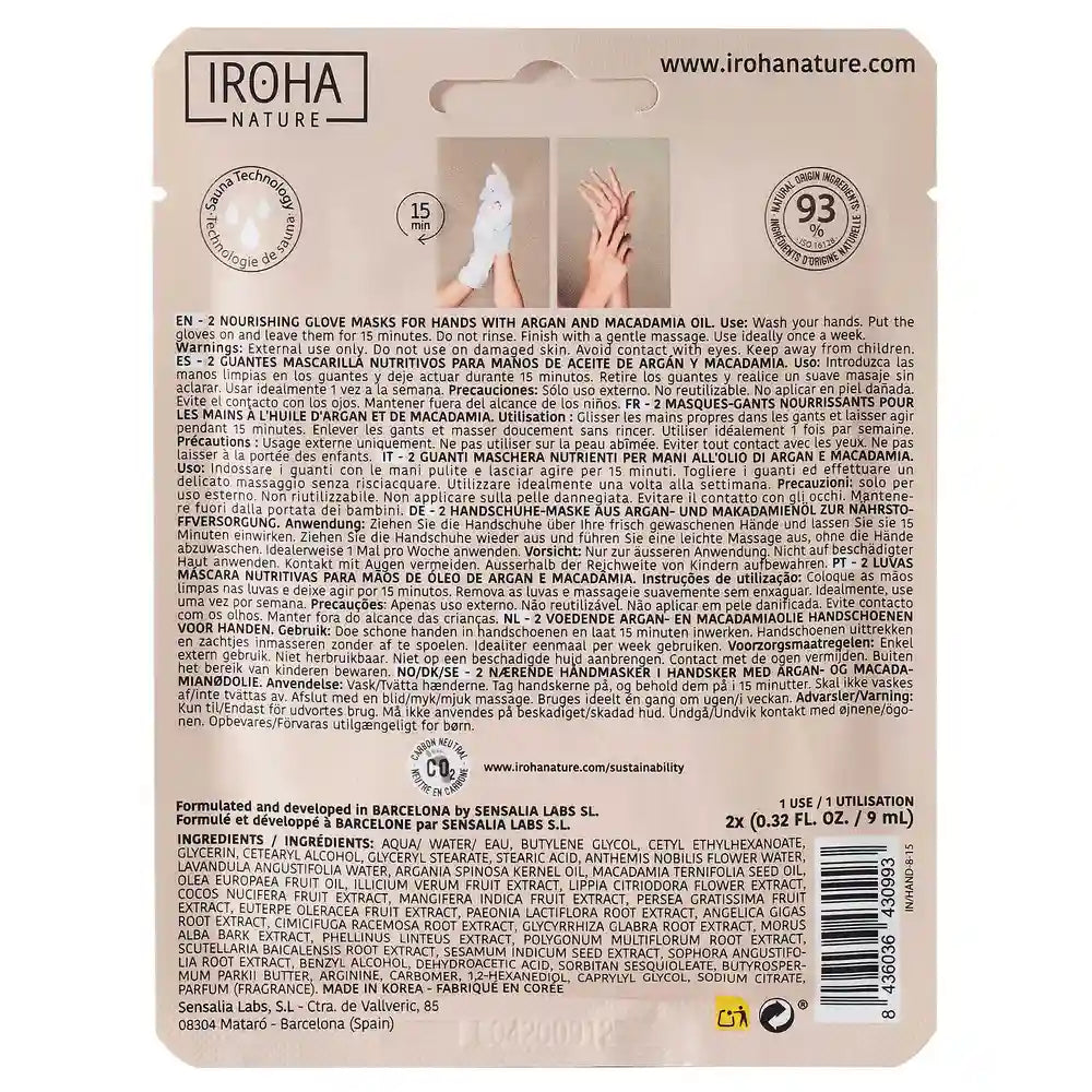 Iroha Nature Guanti Corpo Maschera Nutriente, 20 Ml