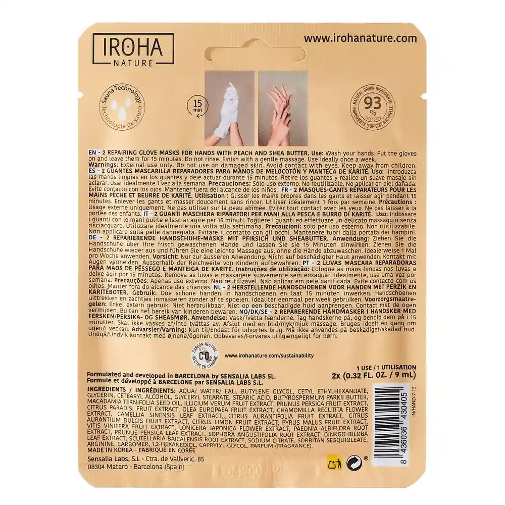 Iroha Nature Guanti Corpo Maschera Riparatrice , 20 Ml