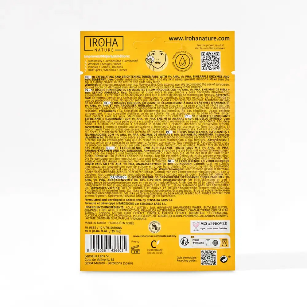 Iroha Nature Dischi esfolianti tonificanti, 10 pezzi.