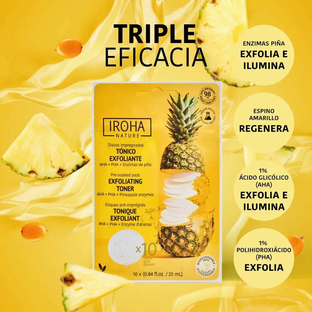 Iroha Nature Dischi esfolianti tonificanti, 10 pezzi.