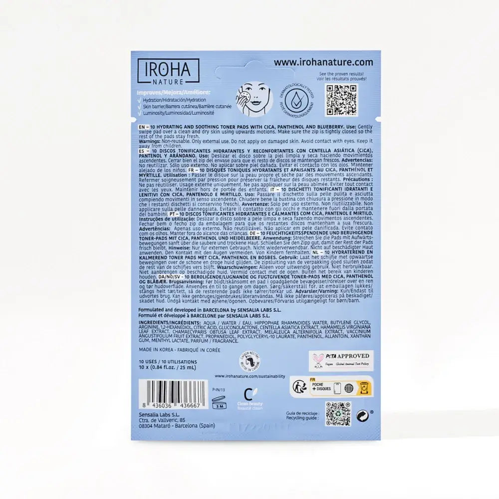 Iroha Nature Dischetti tonici idratanti, 10 pz.