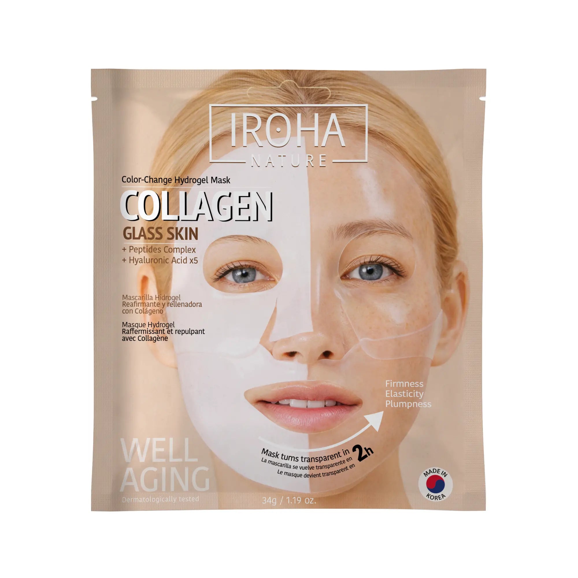 Iroha Nature Iroha Nature Maschera idrogel per pelle di vetro con collagene, 2 g