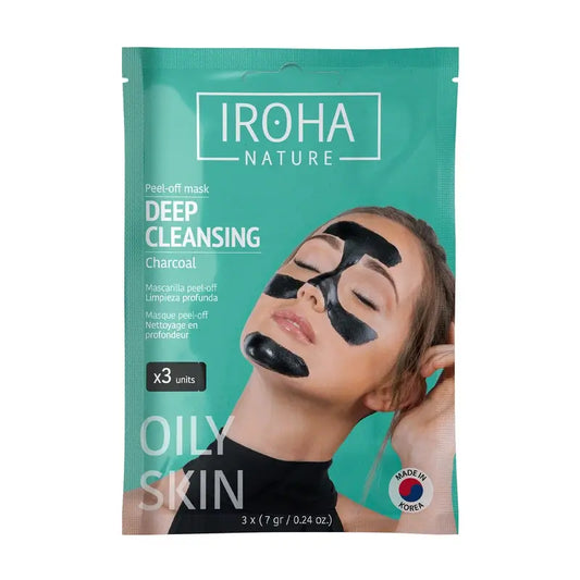 Iroha Nature Peel Off Maschera al carbone per la pulizia profonda, 3 pezzi, 1 grammo