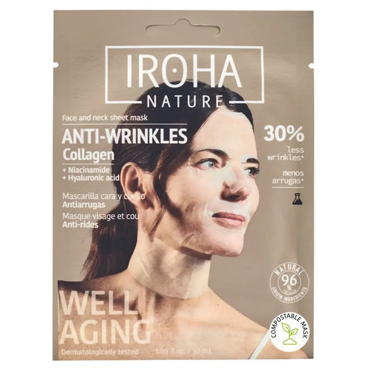 Iroha Nature Maschera antirughe per viso e collo - Collagene , 30 ml
