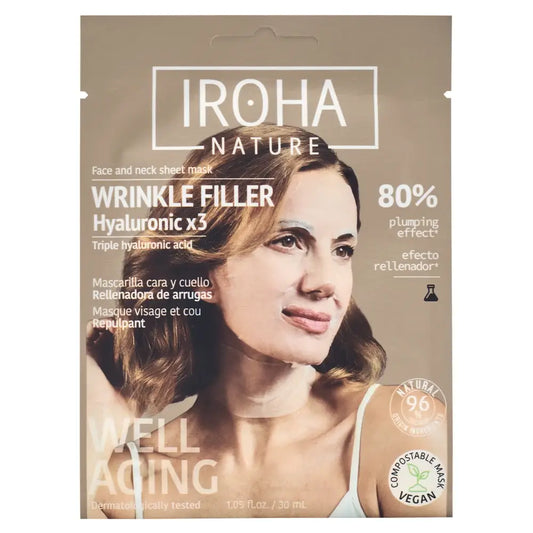 Iroha Nature Triplo Acido Ialuronico Maschera Filler per Viso e Collo, 30 ml