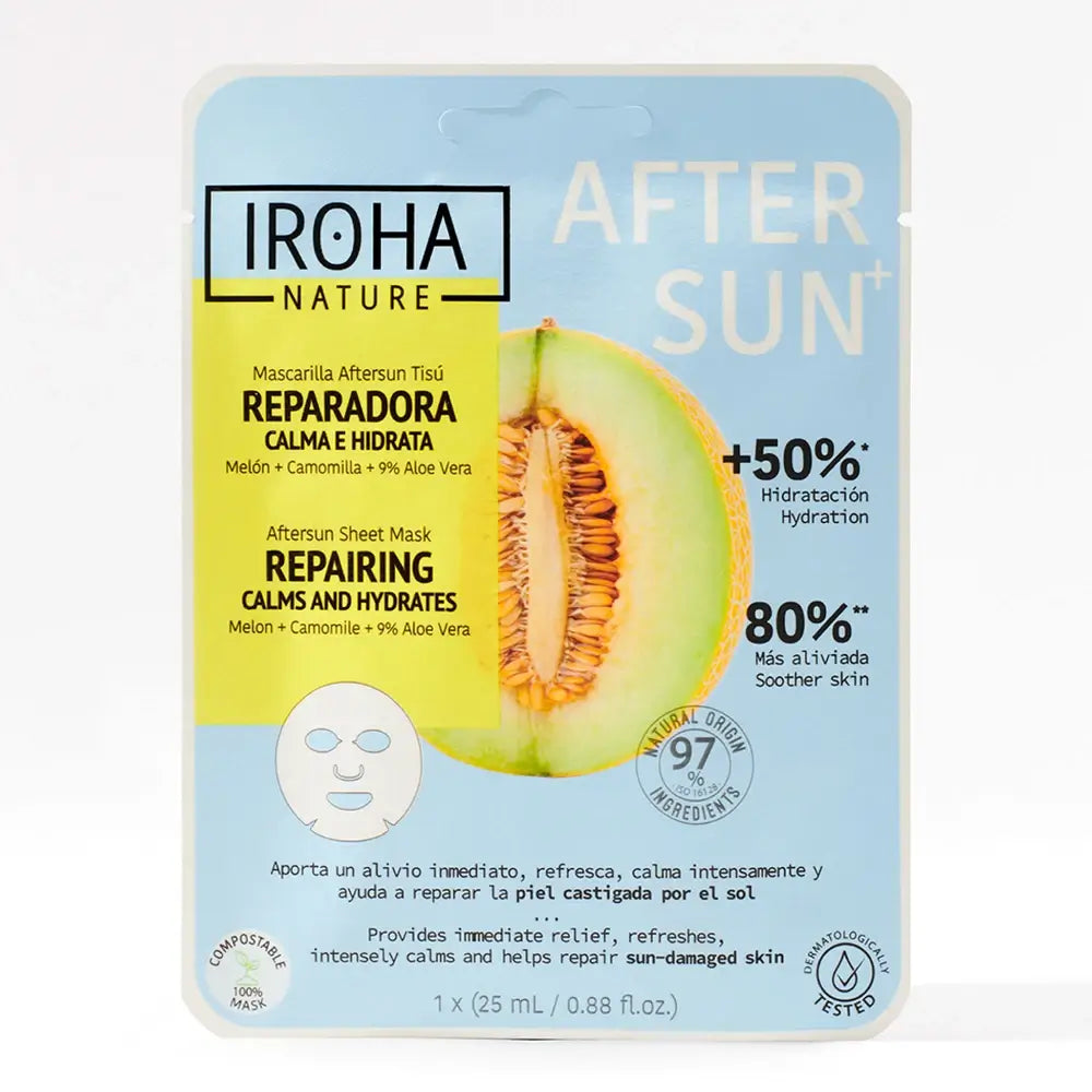 Iroha Nature Natural Extracts Maschera viso riparatrice doposole, 20 Ml