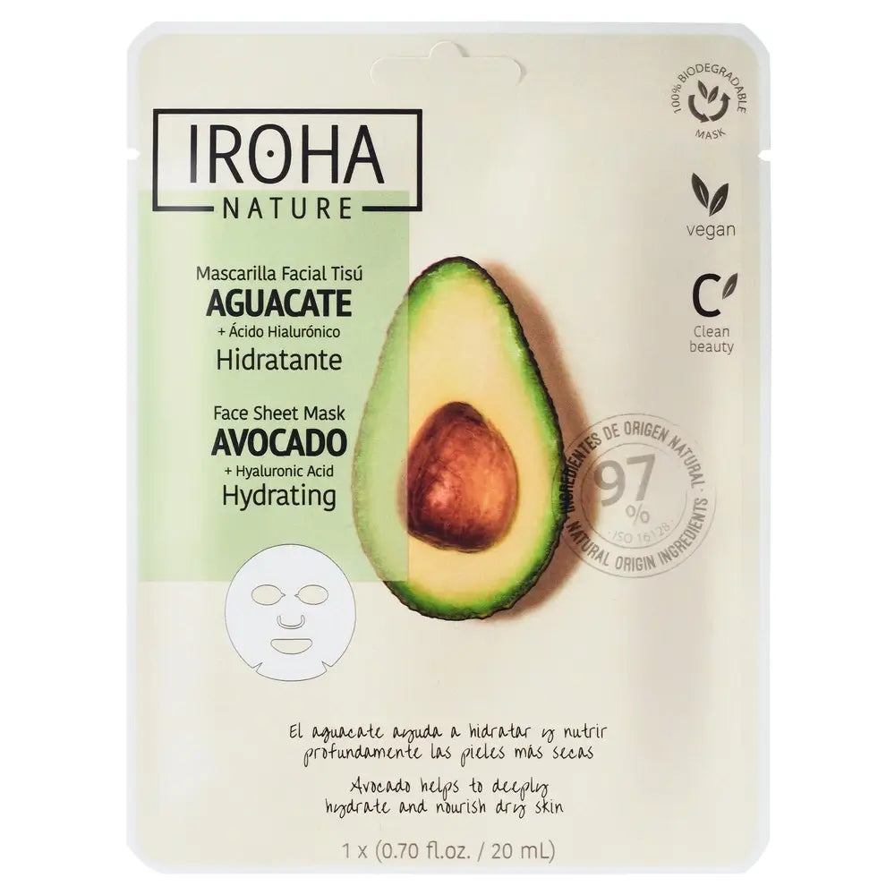 Iroha Nature Natural Extracts Avocado Maschera viso idratante, 20 Ml
