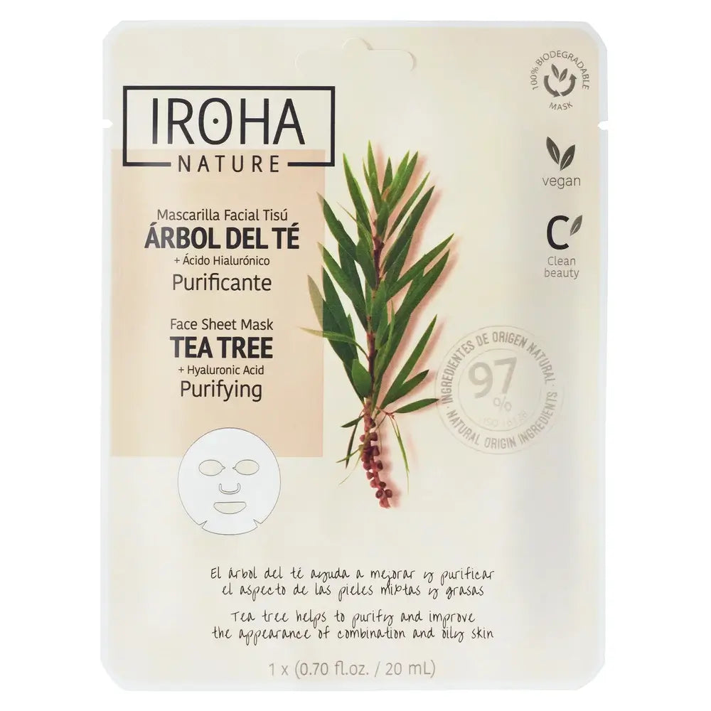 Iroha Nature Natural Extracts Maschera viso purificante all'albero del tè, 20 Ml