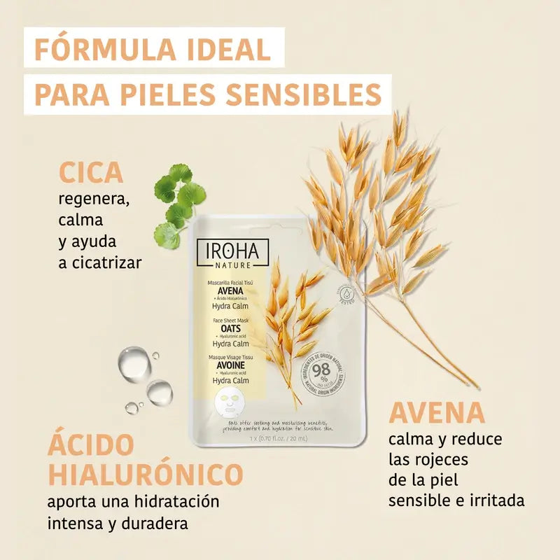 Iroha Nature Estratti Naturali Maschera Idratante Lenitiva con Avena , 20 ml